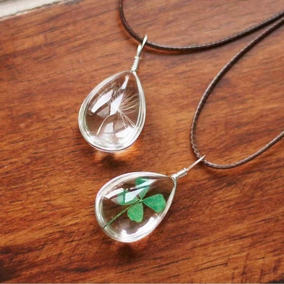 Natural dried Dandelion Pendant Necklace - Picture 3 of 3